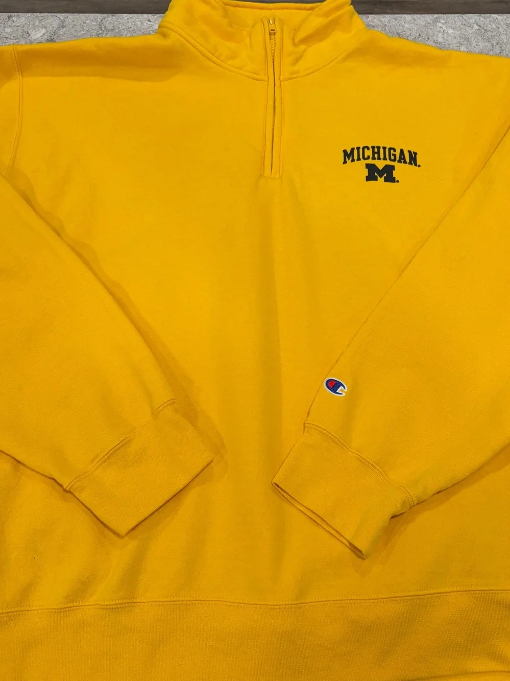 Michigan Wolverines Champion Quarter-Zip Sweatshirt - Yellow-XXL